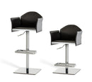 Stools Bar Stools - 41" Black Eco-Leather and Steel Bar Stool HomeRoots