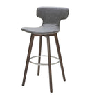 Stools Bar Stools - 41" Dark Grey Eco-Leather, Steel, and Wood Bar Stool HomeRoots