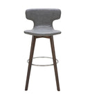 Stools Bar Stools - 41" Dark Grey Eco-Leather, Steel, and Wood Bar Stool HomeRoots