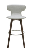 Stools Bar Stools - 41" Light Grey Eco-Leather, Steel, and Wood Bar Stool HomeRoots