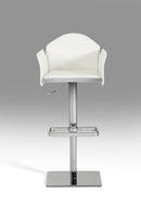 Stools Bar Stools - 41" White Eco-Leather and Steel Bar Stool HomeRoots