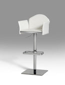 Stools Bar Stools - 41" White Eco-Leather and Steel Bar Stool HomeRoots