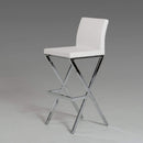 Stools Bar Stools - 41" White Eco-Leather and Steel Bar Stool (Set of 2) HomeRoots