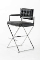 Stools Bar Stools - 43" Black Leatherette and Steel Bar Stool HomeRoots