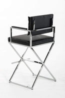 Stools Bar Stools - 43" Black Leatherette and Steel Bar Stool HomeRoots