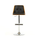 Stools Bar Stools - 43" Black Leatherette, Veneer, and Steel Bar Stool HomeRoots