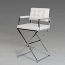 Stools Bar Stools - 43" White Leatherette and Steel Bar Stool HomeRoots