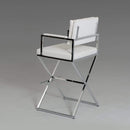 Stools Bar Stools - 43" White Leatherette and Steel Bar Stool HomeRoots
