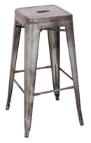 Stools Bar Stools For Sale - 17" X 17" X 30" 2pc Antique Silver Steel Bar Stool HomeRoots