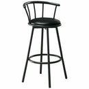 Stools Bar Stools For Sale - 43'.5" x 43'.5" x 74" Black, Metal, Foam, Leather-Look - Barstool HomeRoots