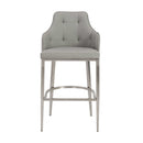 Stools Cheap Bar Stools - 22.05" X 22.84" X 44.1" Gray Leatherette Bar Stool with Brushed Stainless Steel Legs HomeRoots