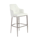 Stools Cheap Bar Stools - 22.05" X 22.84" X 44.1" White Leatherette Bar Stool with Brushed Stainless Steel Legs HomeRoots