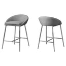 Stools Counter Height Bar Stools - 41" x 41" x 59.5" Grey, Foam, Metal, Polyester - Barstool 2pcs HomeRoots