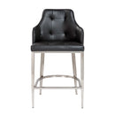 Stools Counter Height Stools - 22.05" X 23.63" X 38.98" Black Leatherette Counter Stool with Brushed Stainless Steel Legs HomeRoots