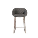 Stools Counter Height Stools - 22.45" X 19.69" X 35.24" Gray Leatherette Counter Stool with Brush Stainless Steel Base HomeRoots