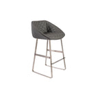Stools Counter Height Stools - 22.45" X 19.69" X 35.24" Gray Leatherette Counter Stool with Brush Stainless Steel Base HomeRoots