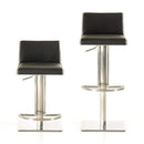 Stools Leather Bar Stools - 40" Black and Walnut Leatherette, Veneer, and Steel Bar Stool HomeRoots