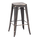 Stools Metal Bar Stools - 17.5 " X 17.5" X 29.9" 2 Pcs Antique Black Gold Steel Barstool HomeRoots