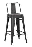 Stools Metal Bar Stools - 30" Matte Black Metal Barstool with Back In A Set of 2 HomeRoots