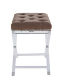 Stools Vanity Stool - 19" X 14" X 19" Brown Fabric And Clear Acrylic Stool HomeRoots