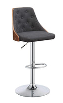 Stools Vanity Stool - 20" X 19" X 37" Gray Linen And Walnut Adjustable Stool HomeRoots