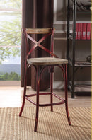 Stools Wooden Bar Stools - 18" X 20" X 43" Antique Red Wood Bar Chair (1Pc) HomeRoots