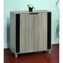 Stylish Shoe Cabinet With Cutout Handles, Black and Gray