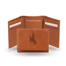 STR Tri-Fold (Pecan Cowhide) Designer Wallets Wyoming Embossed Trifold RICO