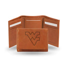 STR Tri-Fold (Pecan Cowhide) Front Pocket Wallet West Virginia Embossed Trifold RICO