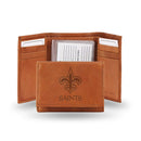 STR Tri-Fold (Pecan Cowhide) Slim Wallets For Men New Orleans Saints Embossed Trifold RICO