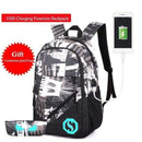 Students School Bag / External USB Charger Laptop Backpack AExp