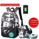 Students School Bag / External USB Charger Laptop Backpack AExp