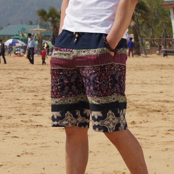 Summer men's large size shorts 2017 new male fashion stitching loose linen shorts Personality trend Comfort Shorts 4XL 5XL