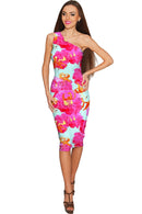 Sweet Illusion Layla One-Shoulder Pink Floral Dress - Women