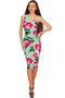 Sweetheart Sweetheart Layla Green Flower Print Bodycon Dress - Women Layla One-Shoulder Dress