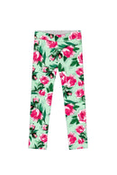 Sweetheart Lucy Cute Green Floral Printed Leggings - Girls