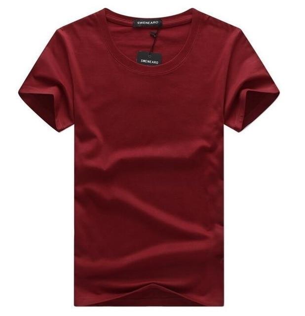 SWENEARO 2018 Men T-shirts Classical Short Sleeve O-neck Solid Color Loose Basic Tshirt Casual Fitness Men Bottoming tees shirs-Burgundy-S-JadeMoghul Inc.