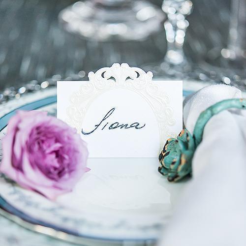 Table Planning Accessories Pearls and Lace Laser Embossed Place Cards (Pack of 20) Weddingstar