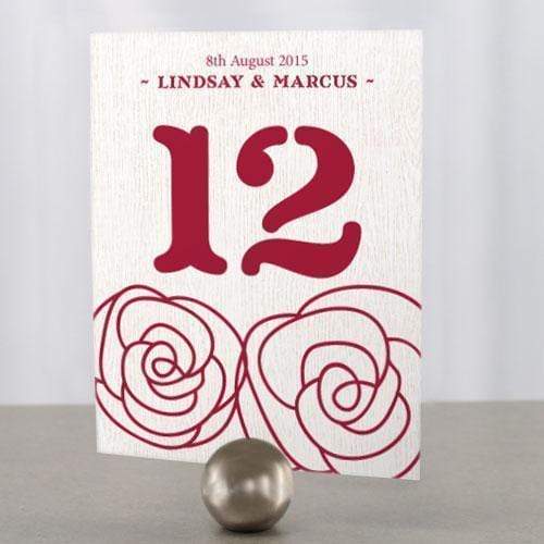 Table Planning Accessories Rose Table Number Numbers 85-96 Plum (Pack of 12) JM Weddings