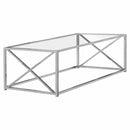 Tables Coffee Table Sets - 17.25" Chrome Metal and Clear Tempered Glass Coffee Table HomeRoots