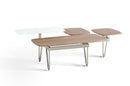 Tables Coffee Tables 16" Walnut Veneer, Metal, and Glass Coffee Table 2733 HomeRoots