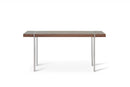 Tables Console Table - Console Walnut Veneer Polished Stainless Steel Legs. HomeRoots