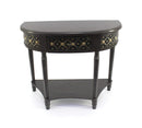 Tables Console Table with Storage - 15" x 36" x 32" Brown, 1 Drawer, Vintage, Half-Moon - Console Table HomeRoots