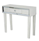 Tables Console Table with Storage - 35'.5" X 13" X 31" Antique White MDF, Wood, Mirrored Glass Console Table with a Drawer and Framed with Mirror Accents HomeRoots