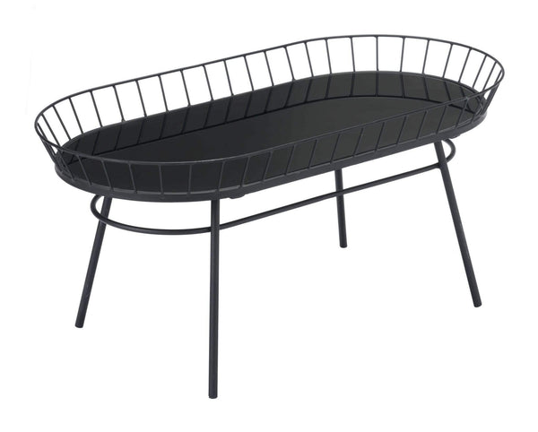 Tables Couch Side Table - 31.5" x 16.3" x 14.6" Black, Steel & Glass, Side Table HomeRoots