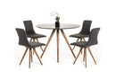 Tables Dining Table Set - 30" Black and Walnut Wood and Veneer Dining Table HomeRoots