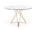 Tables Dining Tables 30" Glass and Steel Round Dining Table 3104 HomeRoots
