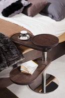 Tables End Tables - 24" Brown Oak Veneer and Stainless Steel End Table HomeRoots