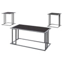 Tables Living Room Table Set Cappuccino Silver Metal Table Set 3Pcs Set 6091 HomeRoots
