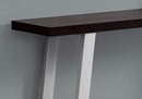 Tables Metal Accent Table - 12" x 47'.25" x 32" Cappuccino/Silver, Metal, Hollow-Core, Particle Board - Accent Table Hall Console HomeRoots